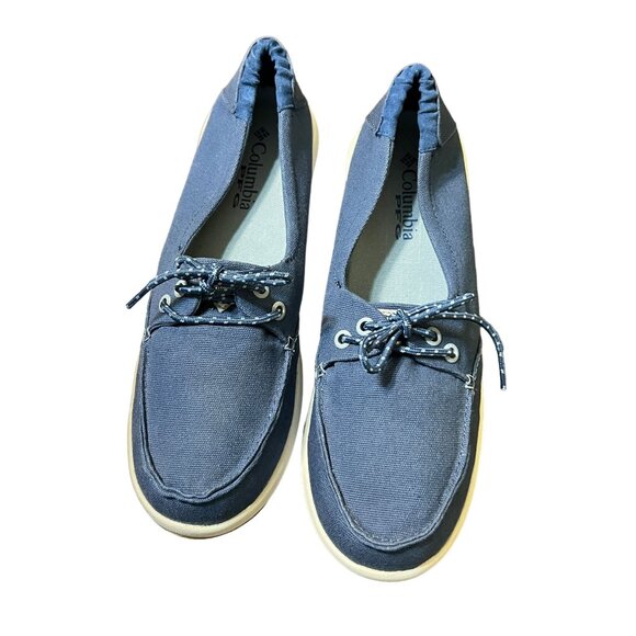 Columbia BL4611-469 Blue Delray Canvas Boat Shoes Canvas Slip On Fishing Sz 10 - Picture 2 of 6